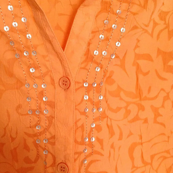 City Blues by Koret Women's Button Down Shirt Blouse Size L 3/4 Sleeve Colorful - Picture 3 of 8